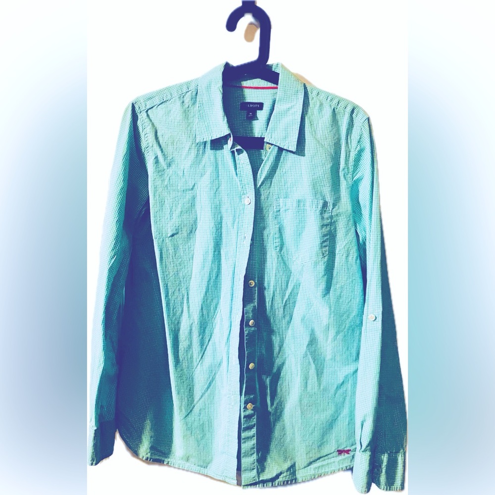 Talbots tortoise gingham thirt